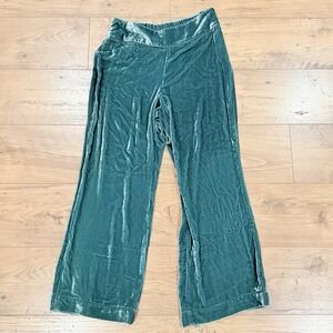 Soft Surroundings NEW Green Velvet Wide Leg Pants Velour Petite PS Womens